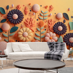 Impression Floral Wallpaper for Living Room Self Adhesive