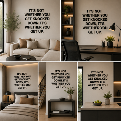 It's not Whether You get Knocked Quote Black Acrylic Wall Decor (24x24 In)