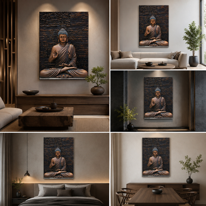 Meditating Buddha Canvas Painting Frame – Spiritual Buddha Meditation Canvas Wall Art Painting Frame for Living Room & Meditation Decor