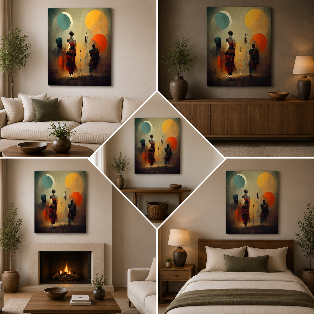Abstract Tribal African Wall Painting | Modern Ethnic Canvas Art for Living Room & Home Decor