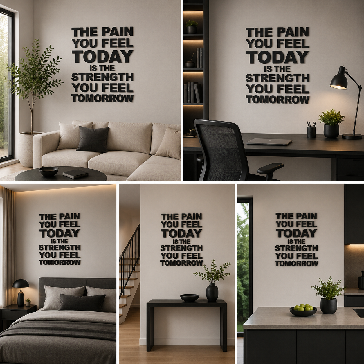 The Pain You Feel Today Quote Black Wall Decor (24x24 In)