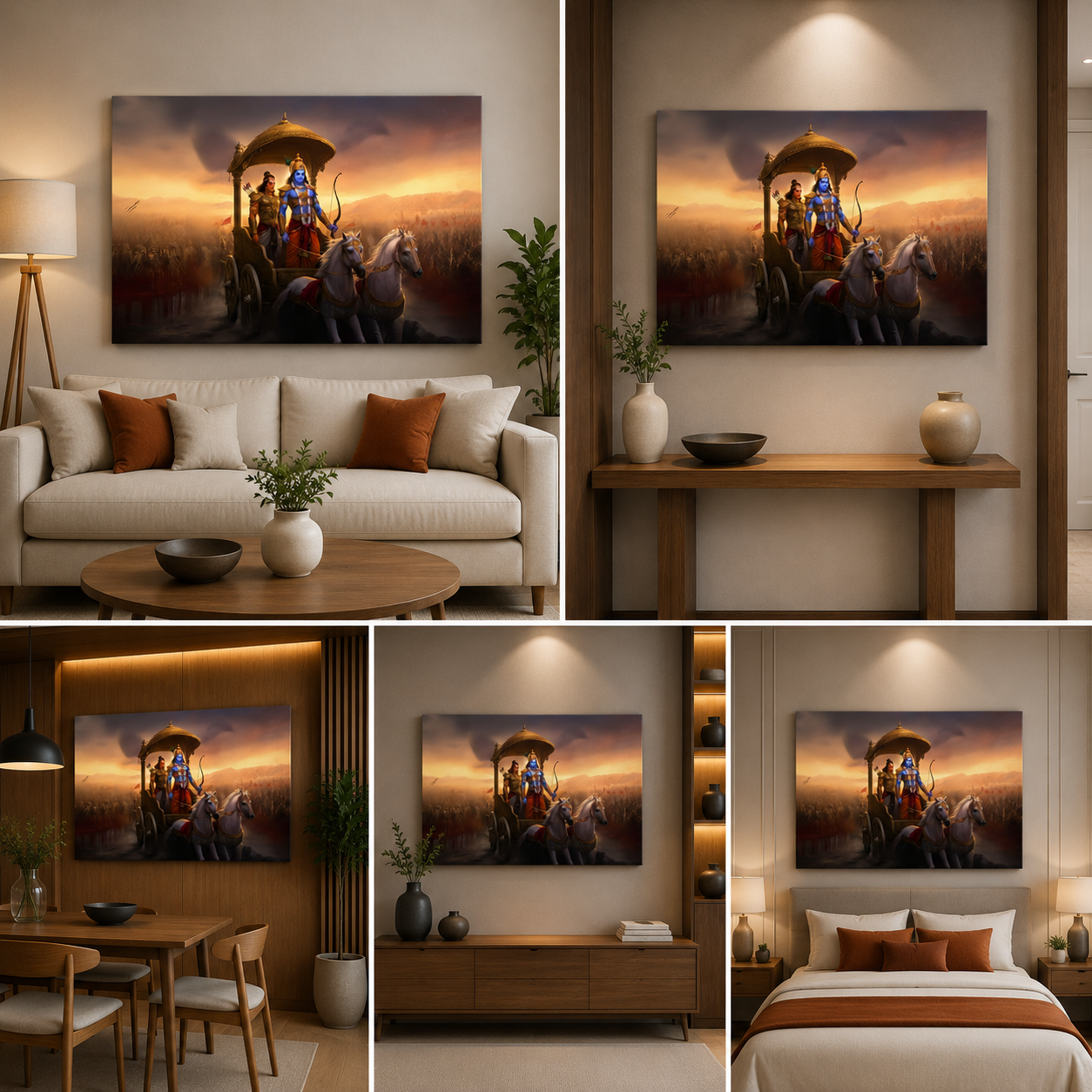 Lord Krishna Arjun Mahabharat Canvas Painting | Krishna Painting Frame