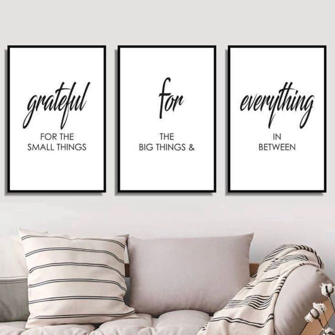 Inspirational gratitude wall décor set for living room, bedroom, office and hallway