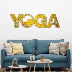 Beautiful 3D Yoga Postures Golden Acrylic Wall Art Wall Decor for Living Room | Yoga Wall Decorative | Wall Decor Ideas | Gifting | Office Wall Decor (22 by 6 inches)