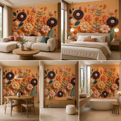 Impression Floral Wallpaper for Living Room Self Adhesive