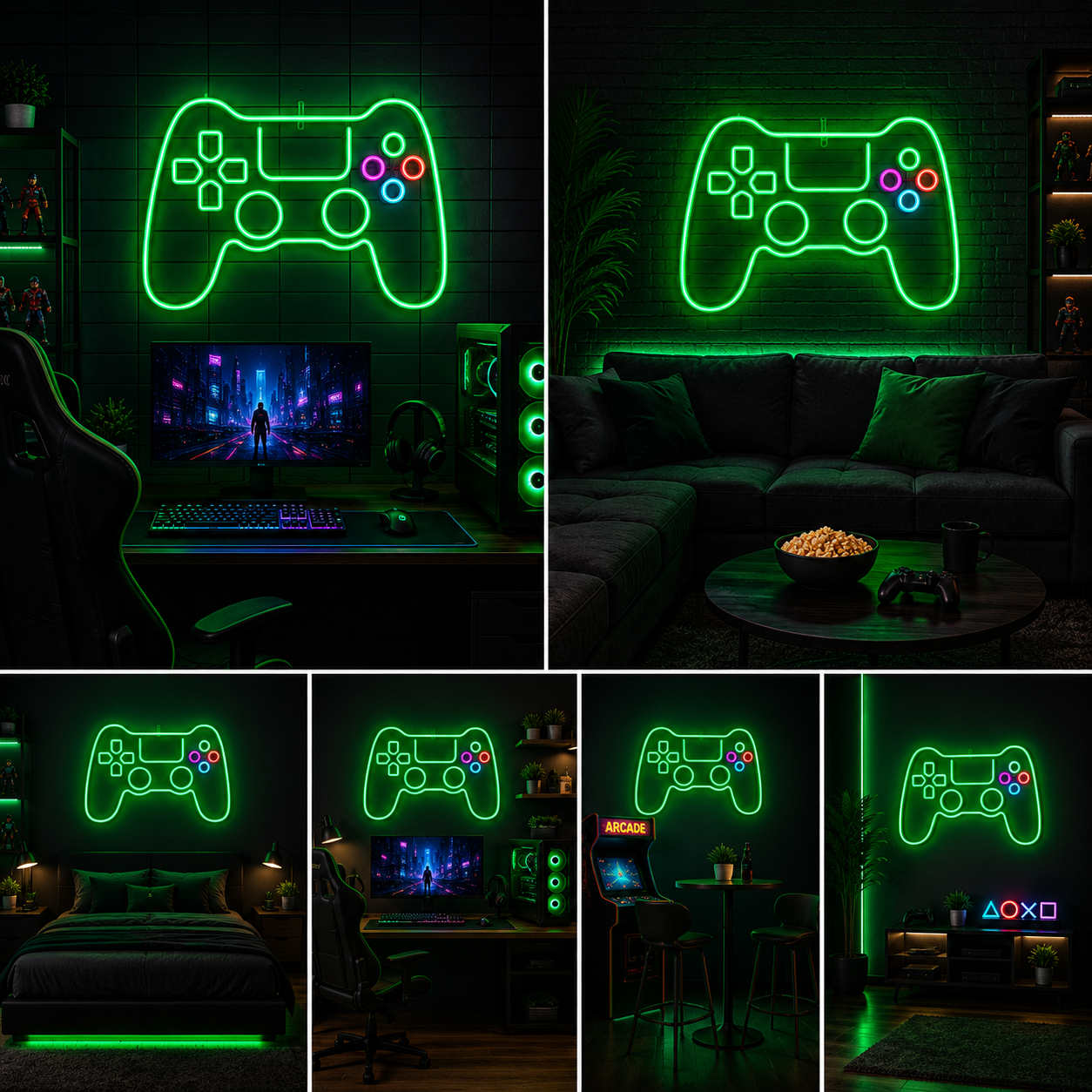Gaming Controller Neon Sign Board | Neon Light Name Plate | Neon Name Light Customized (20 By 20 Inches)