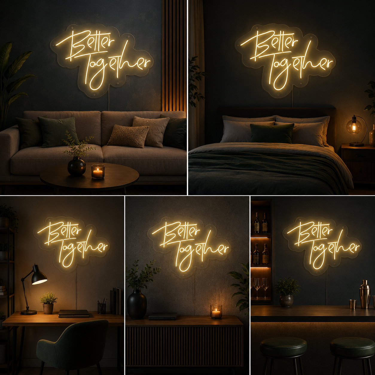 Better Together Neon Sign Board | LED Neon Light Sign for Couple Decor & Aesthetic Wall Art