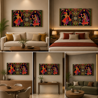 Madhubani A king and A queen Wall Frame for Living Room