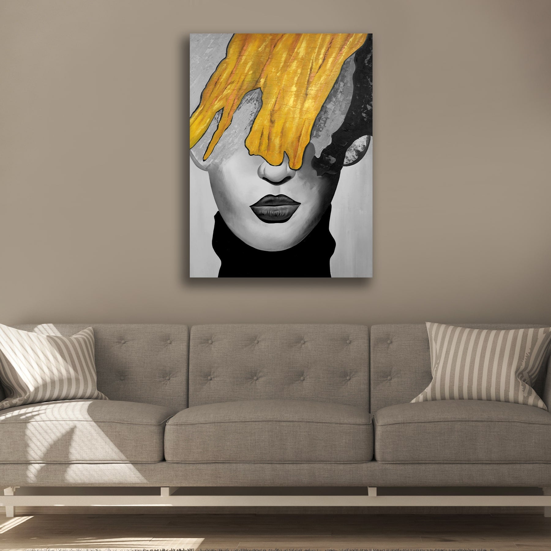 Abstract Canvas Painting A Beautiful Lady Frame for Living Room Wall Decoration