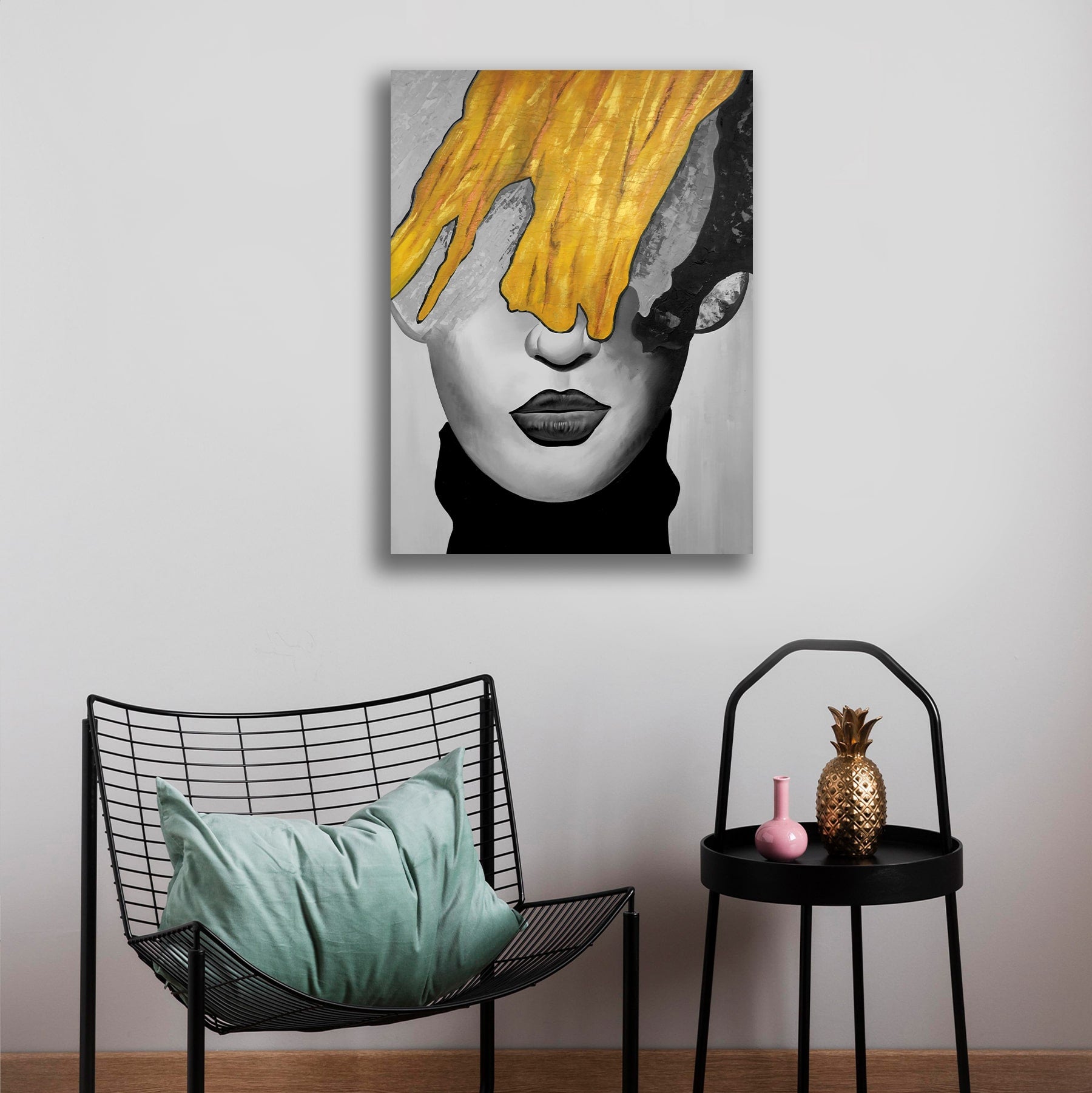 Abstract Canvas Painting A Beautiful Lady Frame for Living Room Wall Decoration