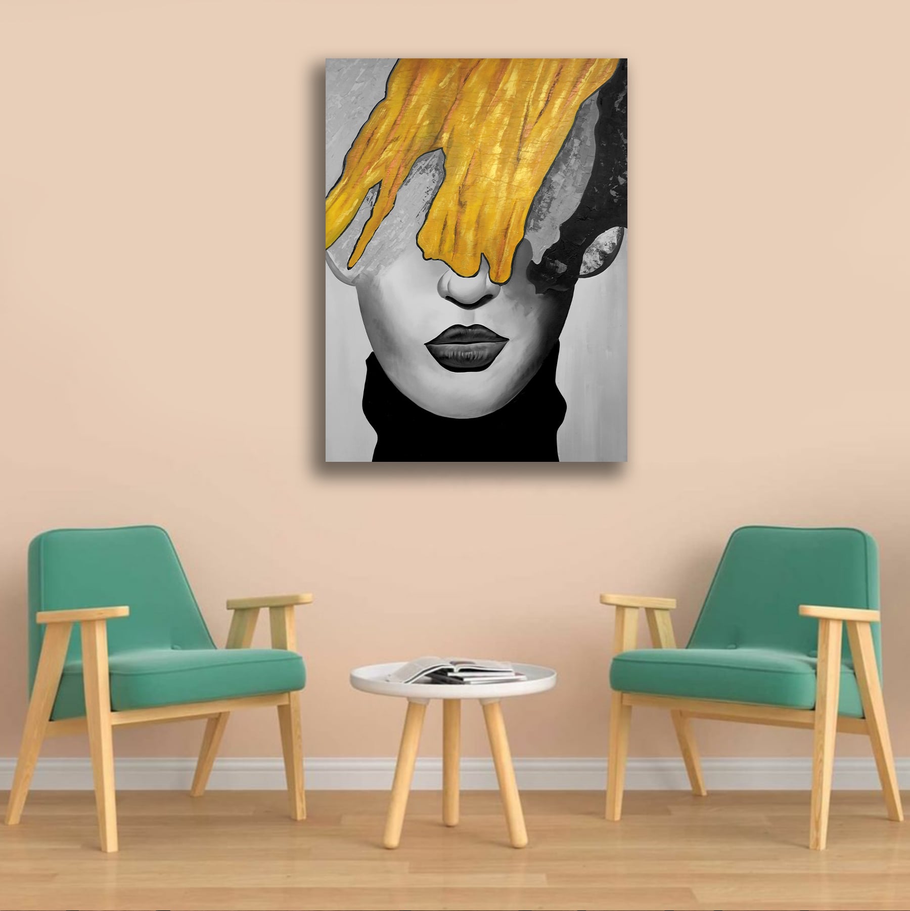Abstract Canvas Painting A Beautiful Lady Frame for Living Room Wall Decoration