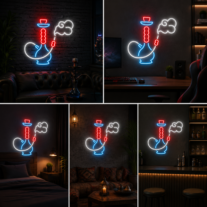Hookah Lounge Neon Sign Board | Neon Light Name Plate | Neon Name Light Customized (20 By 15 Inches)