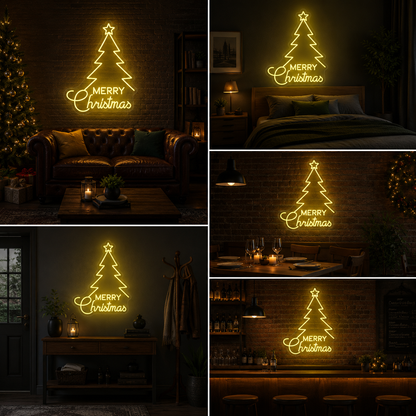 Merry Christmas Neon Sign Board | LED Festive Neon Light Wall Decor