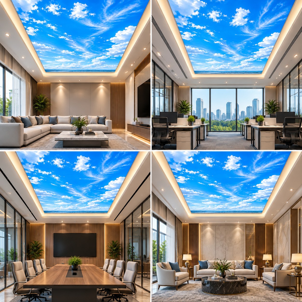 3D Blue Sky Ceiling Design with Realistic Clouds for Modern Homes, Offices & Interiors