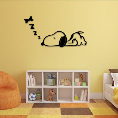 3D Snoopy Dog Black Acrylic Wall Decor (30x15 in)