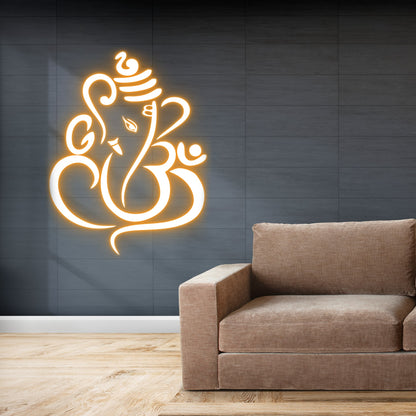 Lord Ganesha Led Neon Light Wall Decor for Living Room (18x18 In)