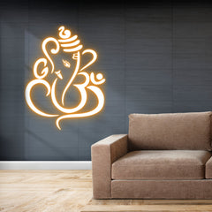 Lord Ganesha Led Neon Light Wall Decor for Living Room Wall Decoration | Led Neon Light Sign Wall Art for Wall Decoration | Neons light (18 by 18 Inches)