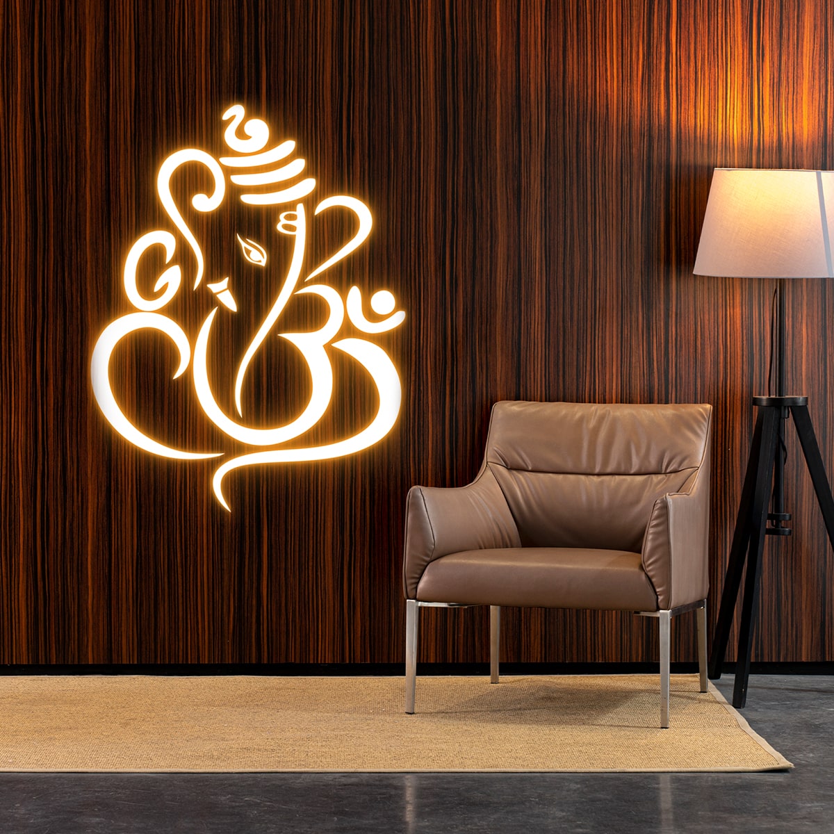 Lord Ganesha Led Neon Light Wall Decor for Living Room (18x18 In)