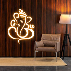 Lord Ganesha Led Neon Light Wall Decor for Living Room Wall Decoration | Led Neon Light Sign Wall Art for Wall Decoration | Neons light (18 by 18 Inches)
