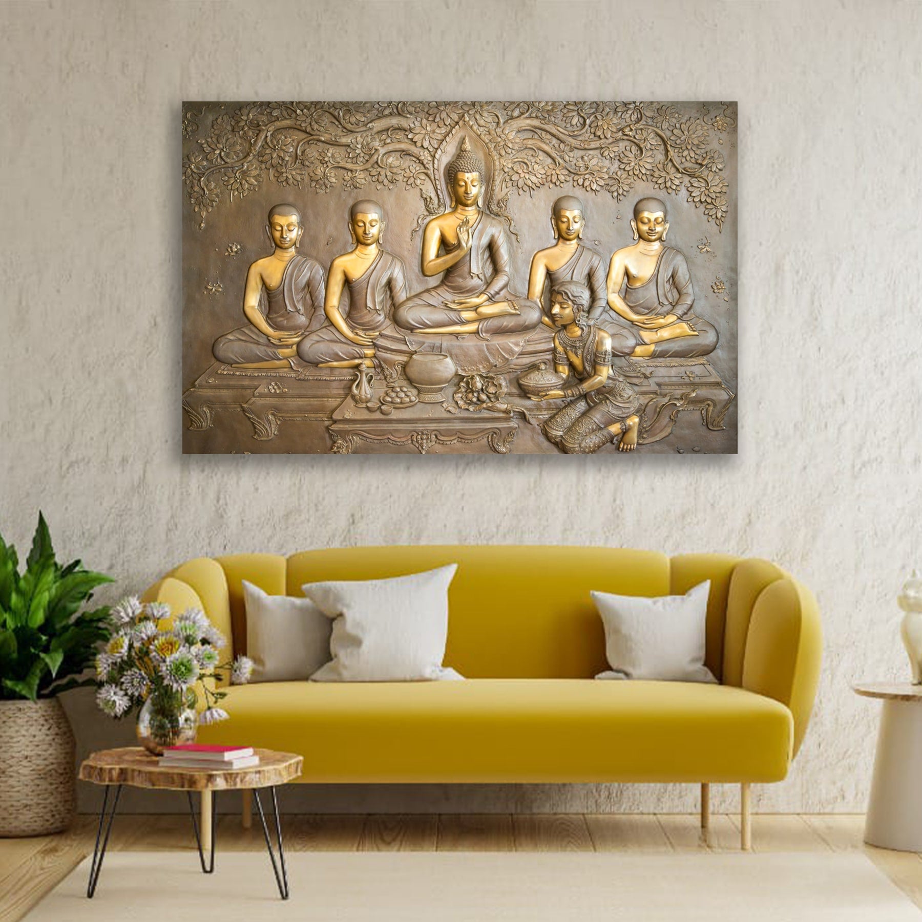 Lord Buddha Painting Canvas wall Frame for Wall Decor