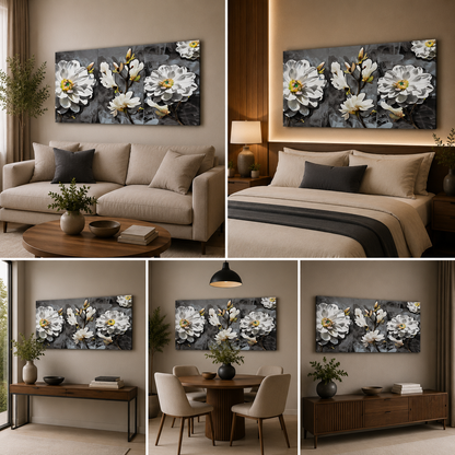 Flower Art with Frame for Living Room Wall Decor