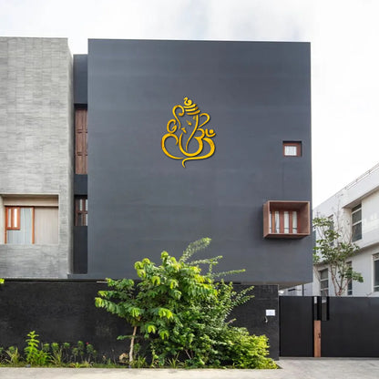 3D Metal Golden SS Lord  Ganesha Wall Decor for Building Facade 30 X 30 Inches