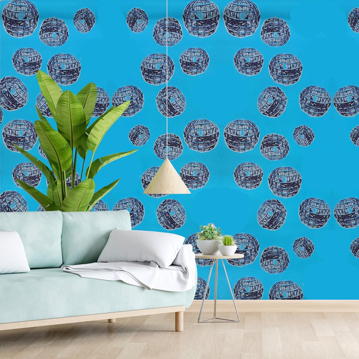 3D Modern Design Wall Paper for Wall Decor use as Wall Covering for Living Room, Living Room, Walls Sky Blue Color Wallpaper (Roll 57 sq ft)