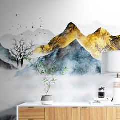 Mountain and Sunrise Wallpaper Self Adhesive for Home