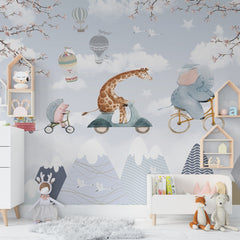 Cartoon Theme Self- Adhesive Wallpaper for Childrens Room
