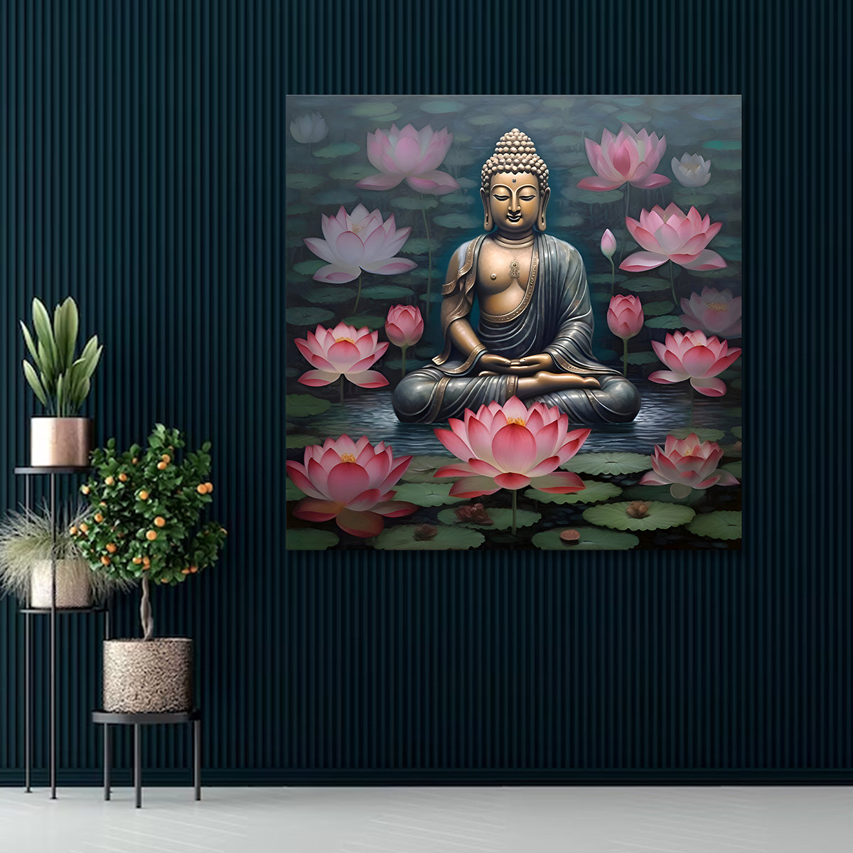 Buddha Lotus Canvas Painting Spiritual Wall Art for Home Decor