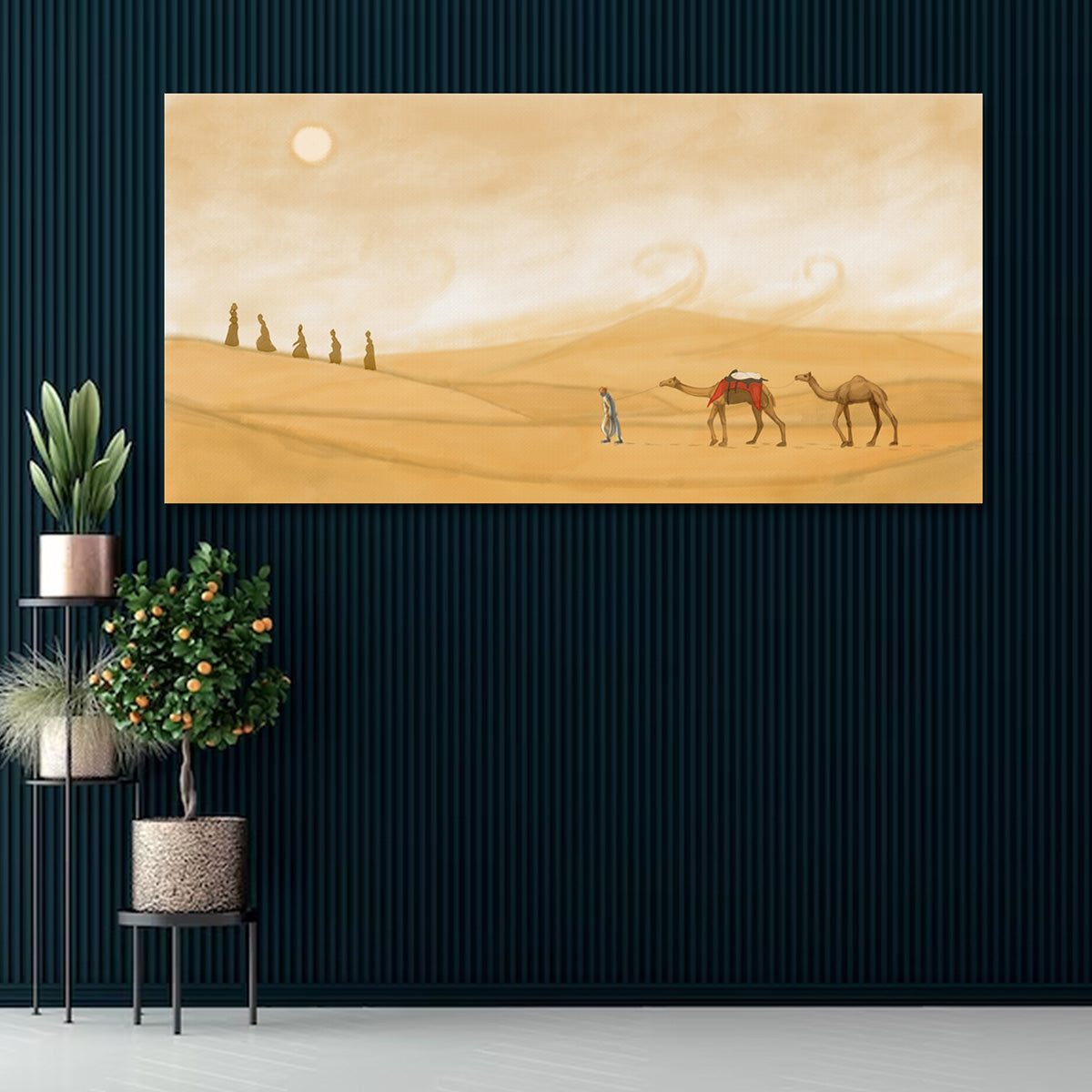 Desert Caravan Canvas Painting Arabian Landscape Wall Art Decor