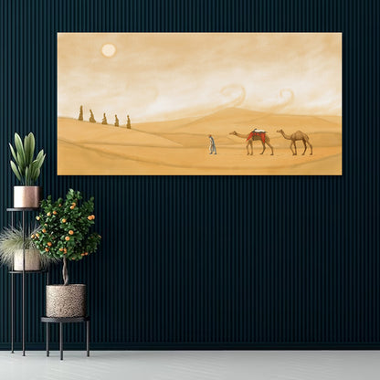 Desert Caravan Canvas Painting Arabian Landscape Wall Art Decor