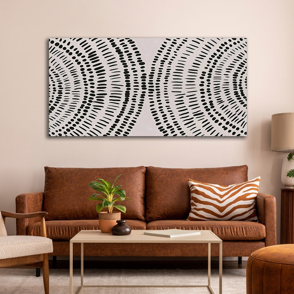 Black and White Abstract Pattern Canvas Wall Art for Living Room Decor