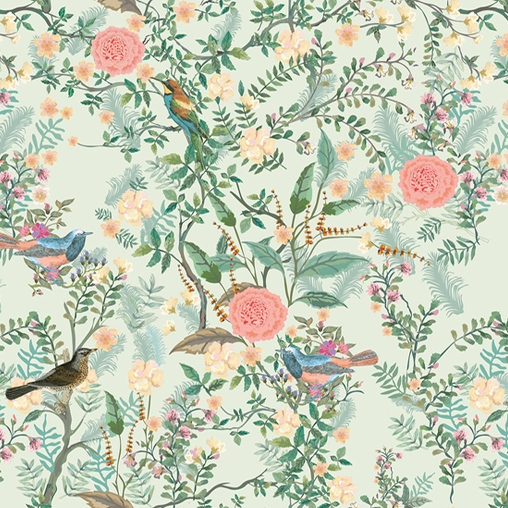 Floral Landscape Wallpaper for Living Room