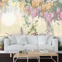 Floral Landscape Wallpaper for Living Room