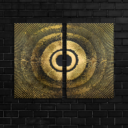 Abstract Gold Circle Canvas Painting Wall Art – Large Size Frame for Living Room (18 x 24 Inches Each Part)