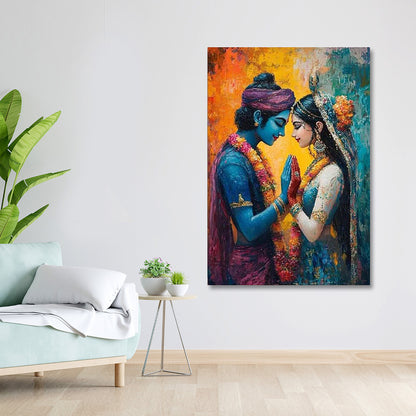 Radha Krishna Romantic Canvas Wall Painting for Living Room Decor