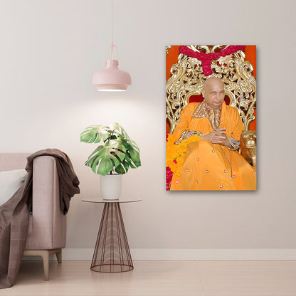 Spiritual Guru Portrait Canvas Wall Art | Religious Photo Frame for Home Decor, Temple & Living Room