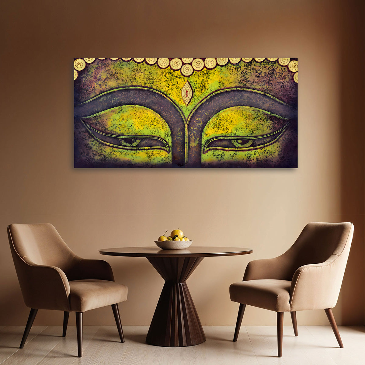 Buddha Eyes Abstract Wall Painting | Large Spiritual Canvas Art for Living Room & Home Decor