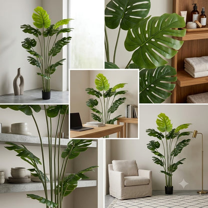 Real Touch Artificial Monstera 5.9 Ft Plant with Decorative Pot for Modern Interiors