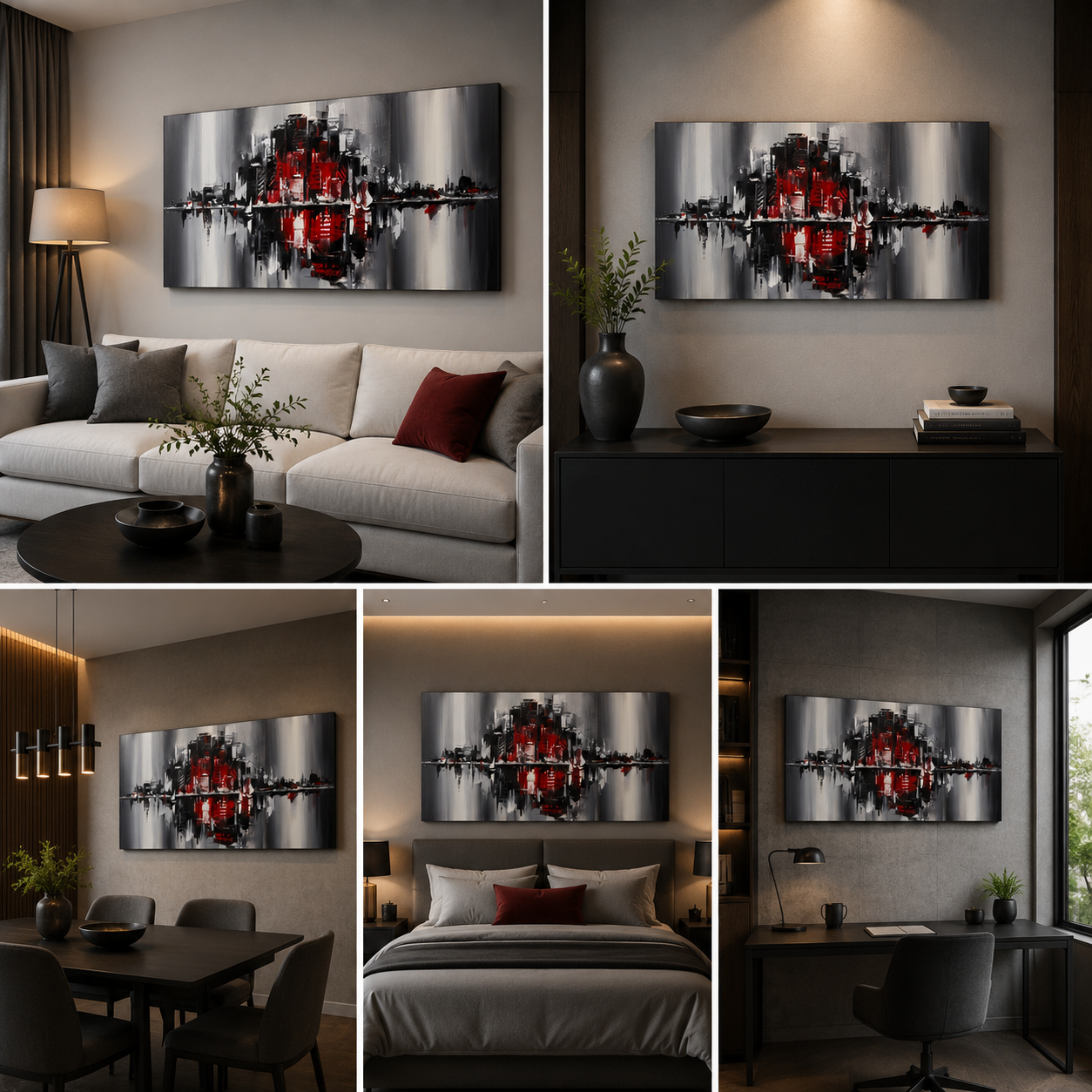 The Parallel City Canvas Painting with Frame for Wall Decor