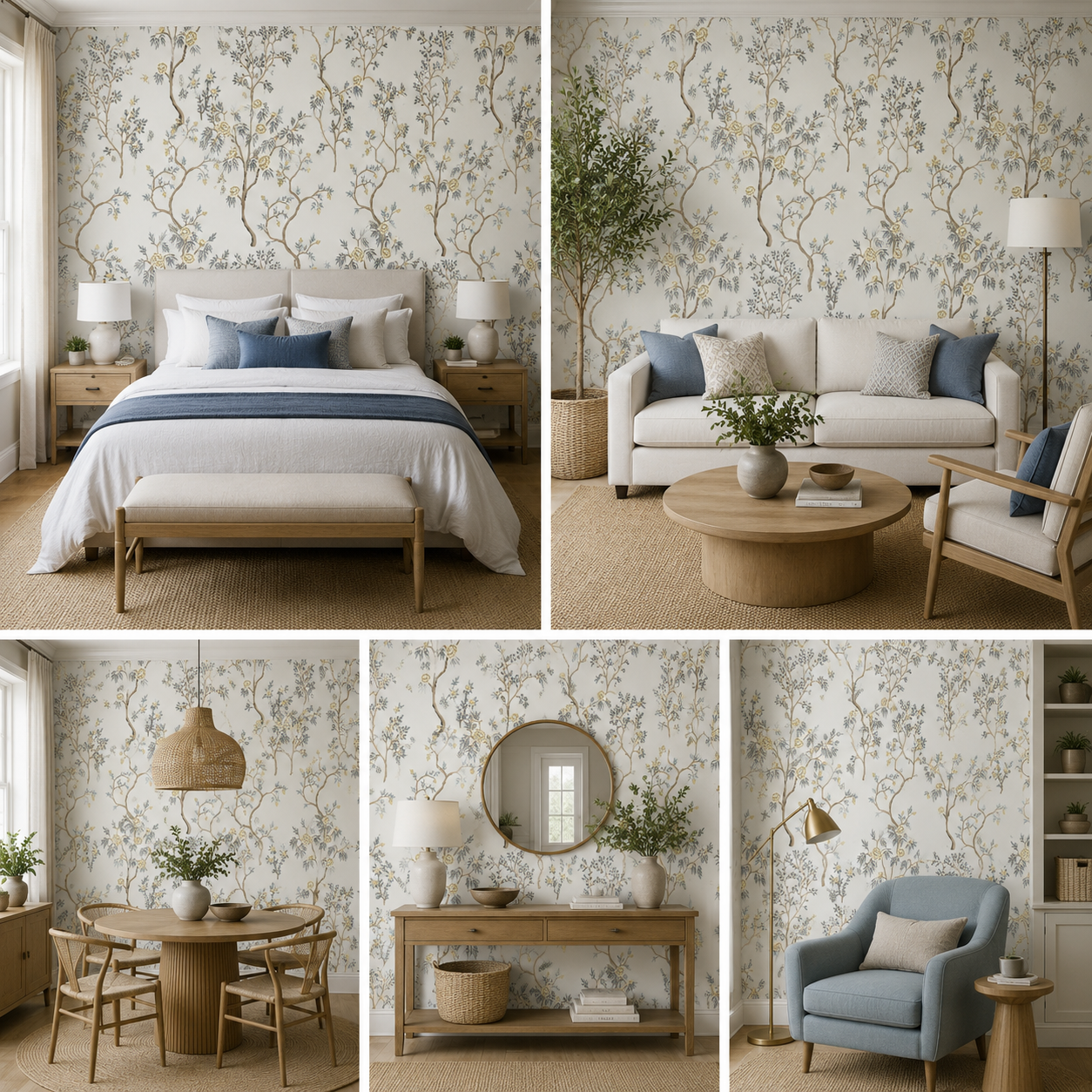 Floral Design Premium Wallpaper for Living Room