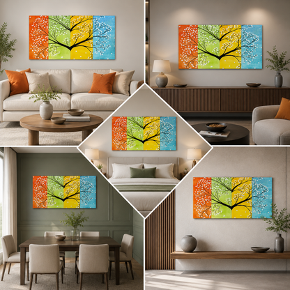 A Tree Colours in All Seasons Painting Frame for Living Room