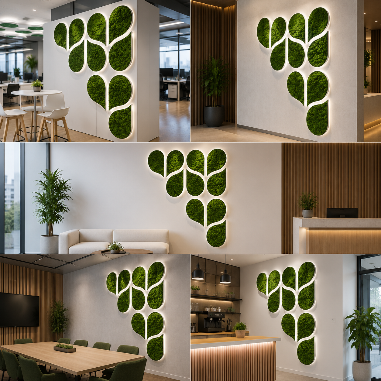 Modern Artificial Vertical Garden Wall Panel with LED Backlit Moss Design for Interior Decor