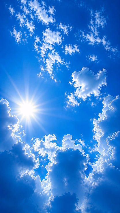 3D Bright Sun Sky Ceiling Design with White Clouds for Luxury Home, Office & Bedroom