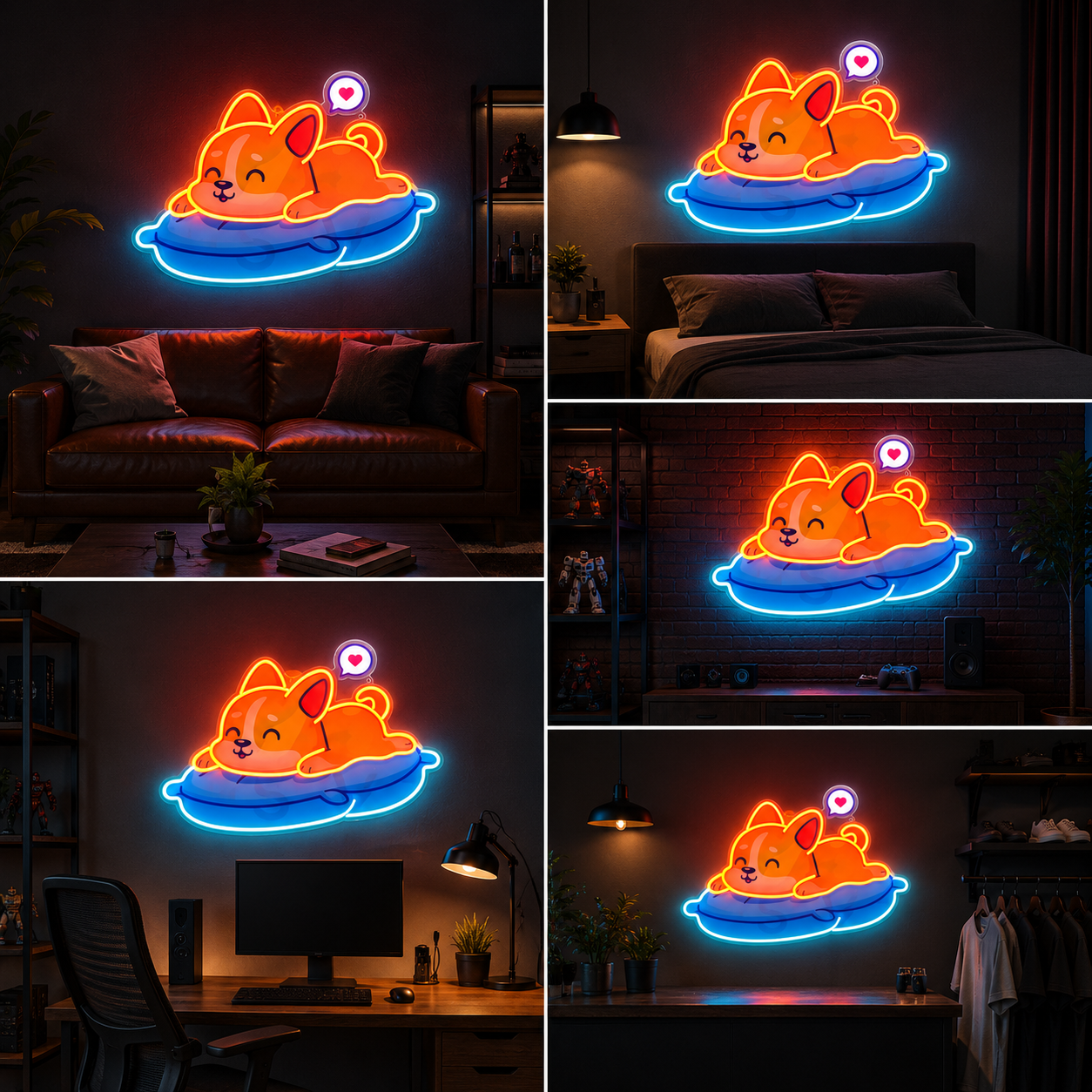Dog UV Neon Sign Board | LED Cartoon Neon Light for Kids Room & Café Decor