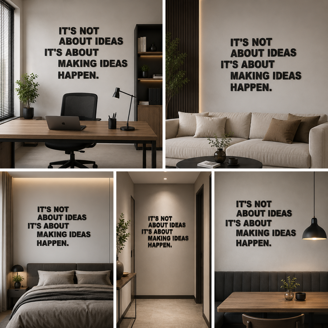 Goal Plan Action 3D Quote Black Acrylic Wall Decor (36x36 In)