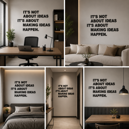 Goal Plan Action 3D Quote Black Acrylic Wall Decor (36x36 In)