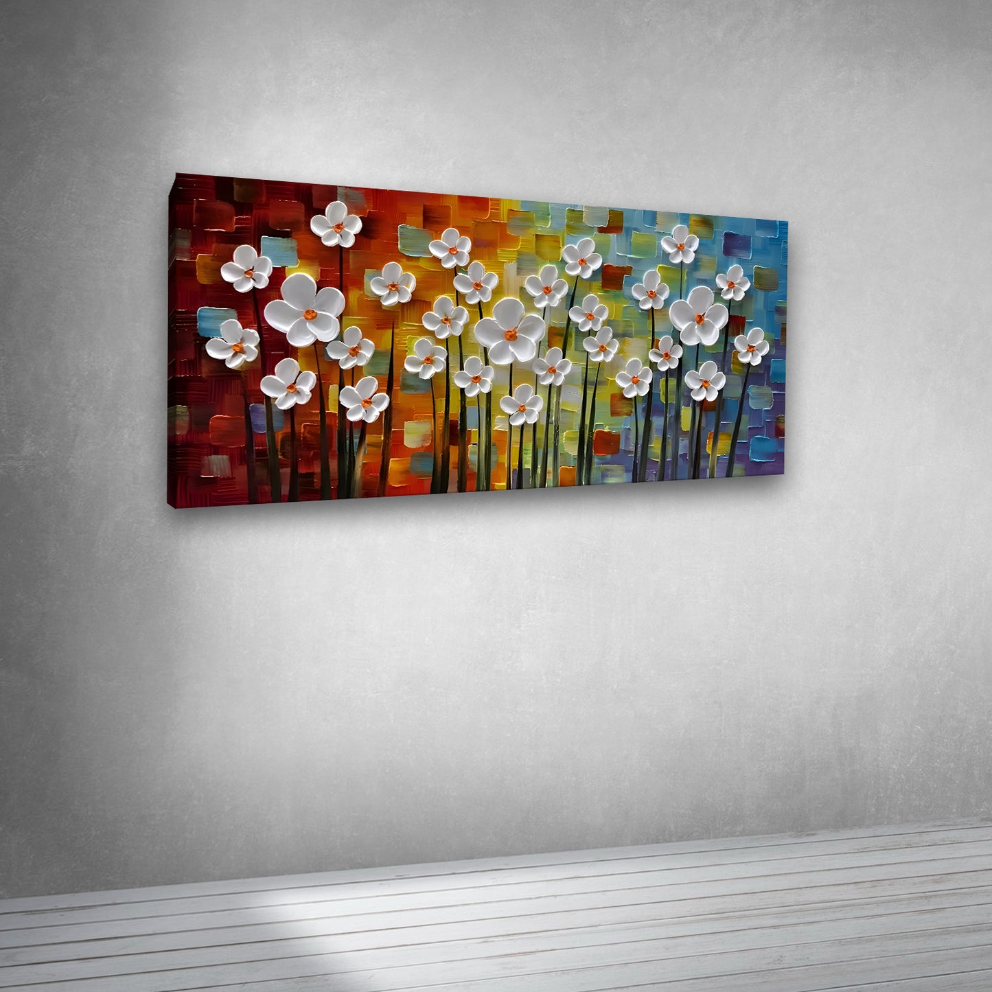 Canvas Painting Frame Orchid Flower Abstract Modern Wall Art Frame for Wall Decor | Big Large Size Canvas Painting Frame