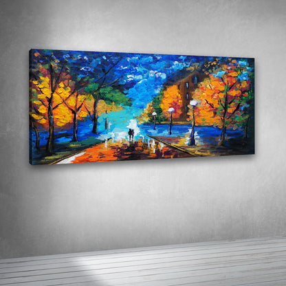 Colorful Night Park Landscape Canvas Wall Art Modern City Painting
